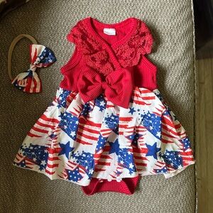 Patriotic Baby Dress with Headband
